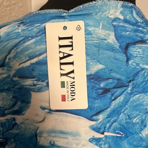 Boxy cut Italy print blouse vneck raglan sleeve NWT - Picture 7 of 8